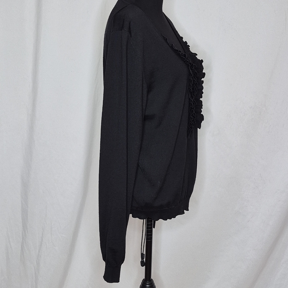 Burberry Prorsum Ruffled Front Wool/Silk Sweater - Size L - Picture 3 of 13